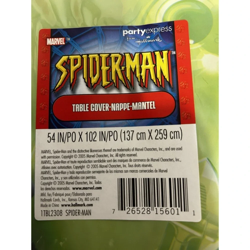 2 Hallmark Marvel Spider-Man Table Cover. Plastic 54 X 104